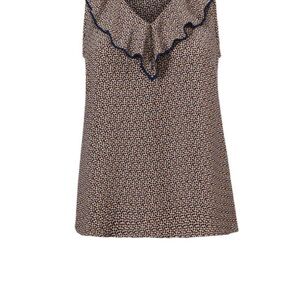 Ruffled Sleeveless Top with Pattern - Never Worn